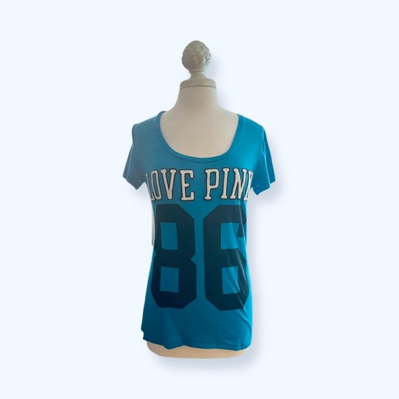 PINK VS Logo Love Shirt in Turquiose - Picture 1 of 8